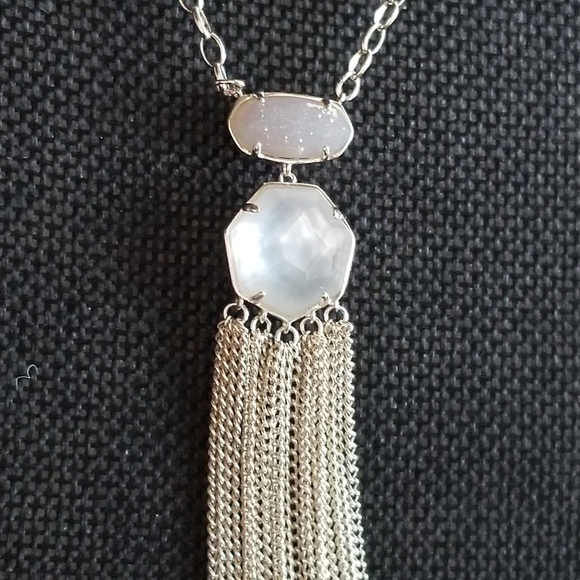 NWT Iridescent Drusy & White MOP Tae Necklace Gold - Picture 1 of 3